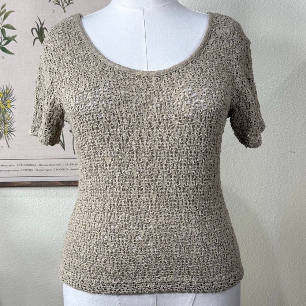 Vintage 90s Sheer Open Knit Top Cottage Grandma Fairy Grunge Mori Kei Forest M
